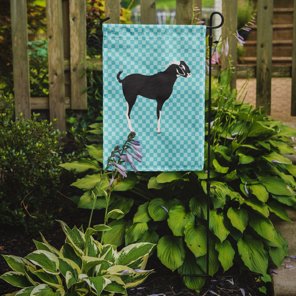 Black Bengal Goat Blue Check Flag Garden Size