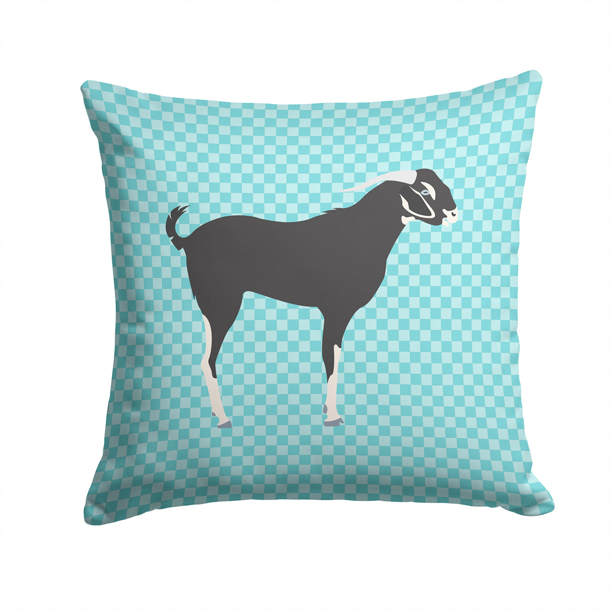 Black Bengal Goat Blue Check Fabric Decorative Pillow BB8058PW1414 - the-store.com