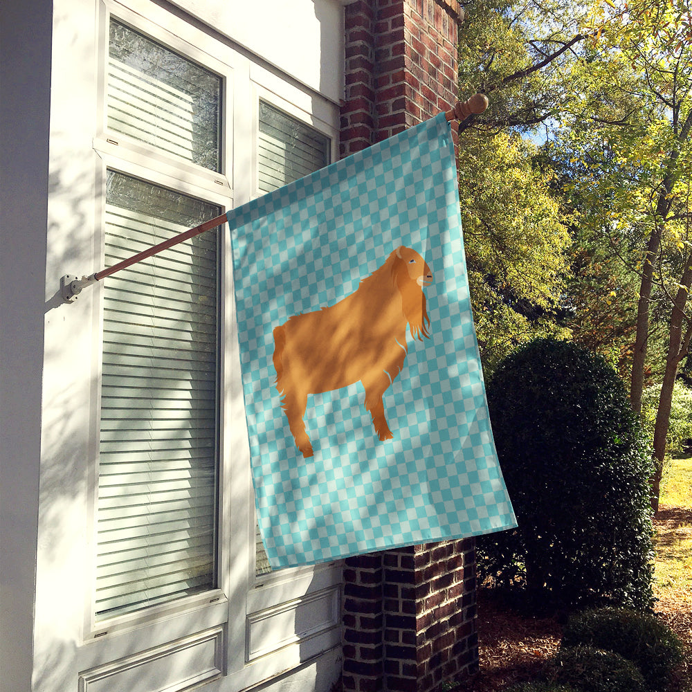 American Lamancha Goat Blue Check Flag Canvas House Size BB8059CHF