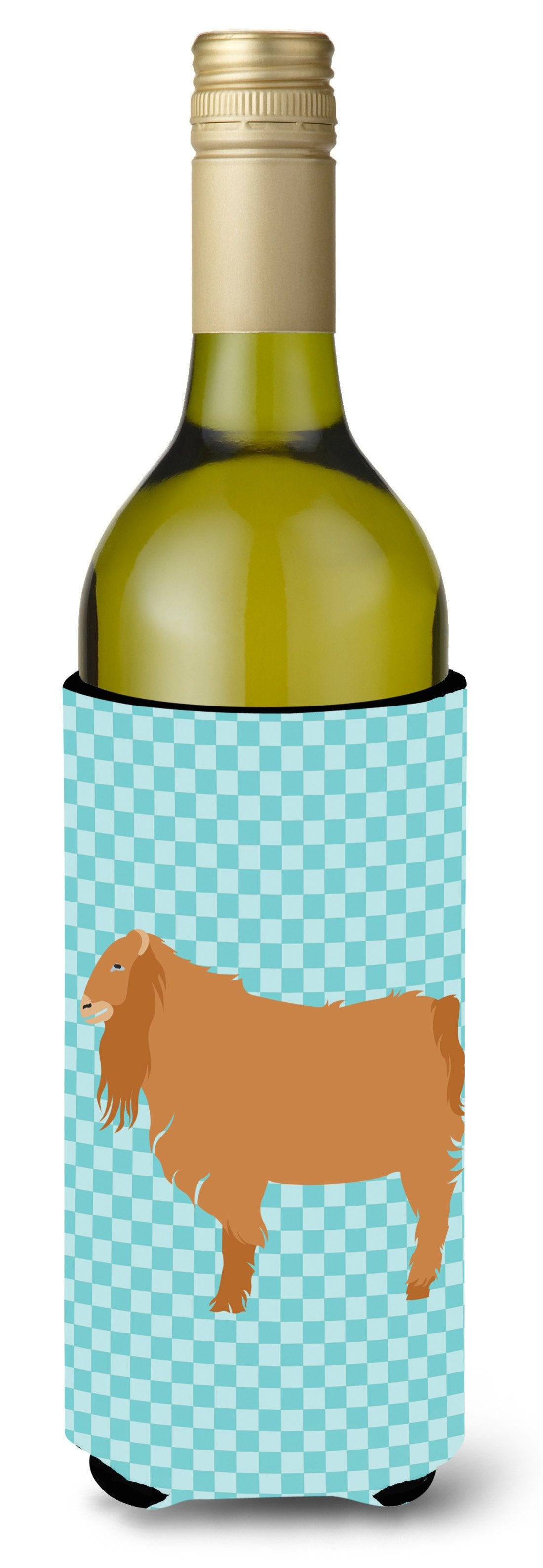American Lamancha Goat Blue Check Wine Bottle Beverge Insulator Hugger BB8059LITERK by Caroline&#39;s Treasures