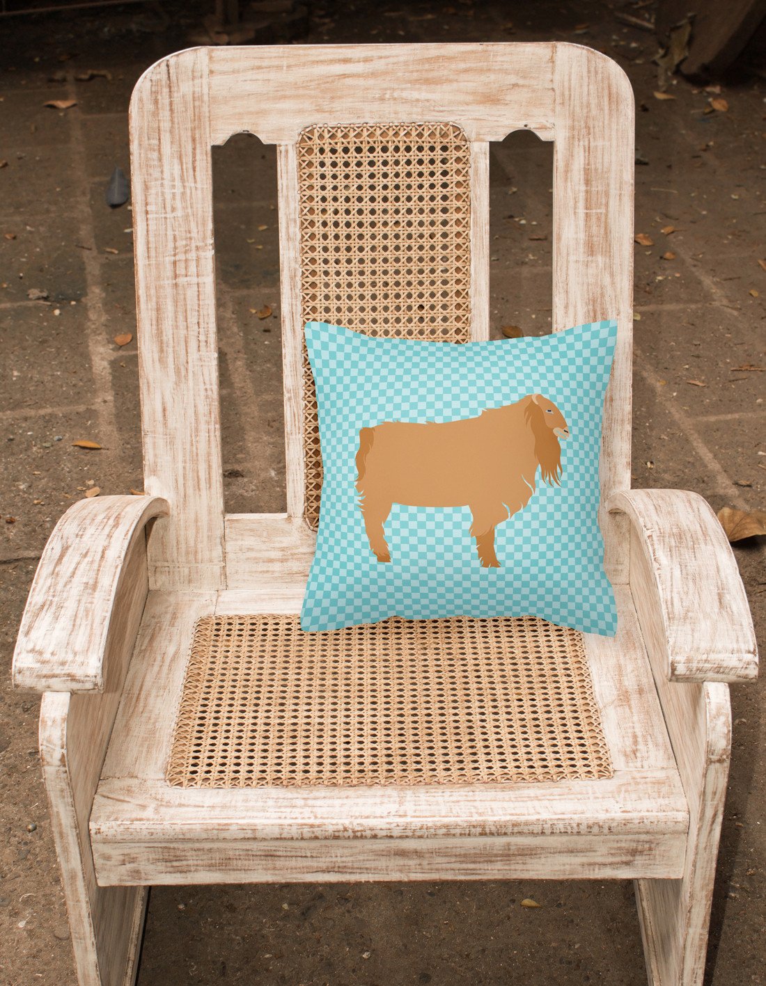 American Lamancha Goat Blue Check Fabric Decorative Pillow BB8059PW1818 by Caroline's Treasures