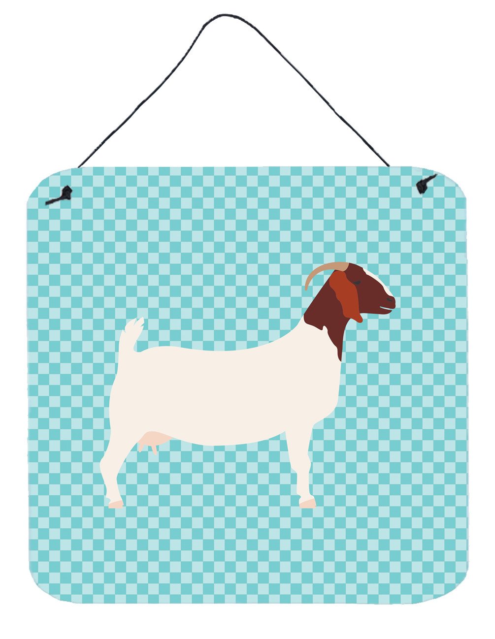 Boer Goat Blue Check Wall or Door Hanging Prints BB8060DS66 by Caroline&#39;s Treasures