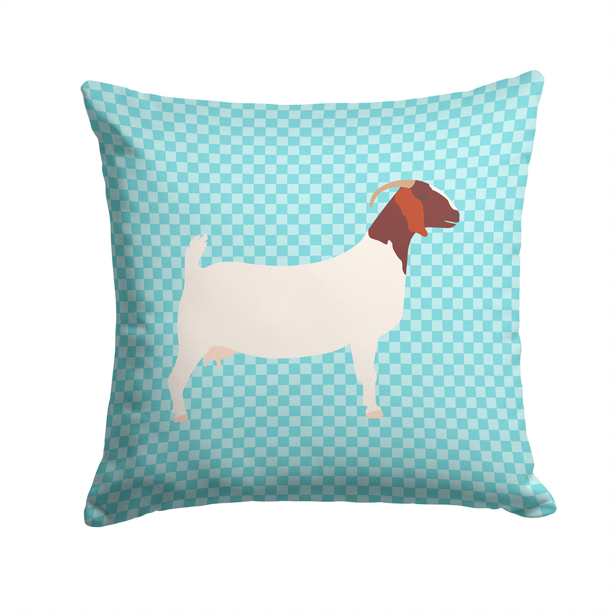 Boer Goat Blue Check Fabric Decorative Pillow BB8060PW1414 - the-store.com