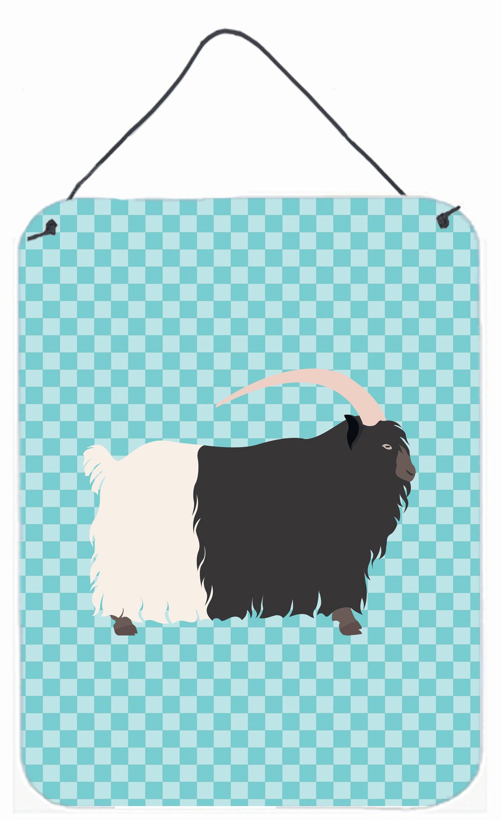 Welsh Black-Necked Goat Blue Check Wall or Door Hanging Prints BB8061DS1216 by Caroline&#39;s Treasures