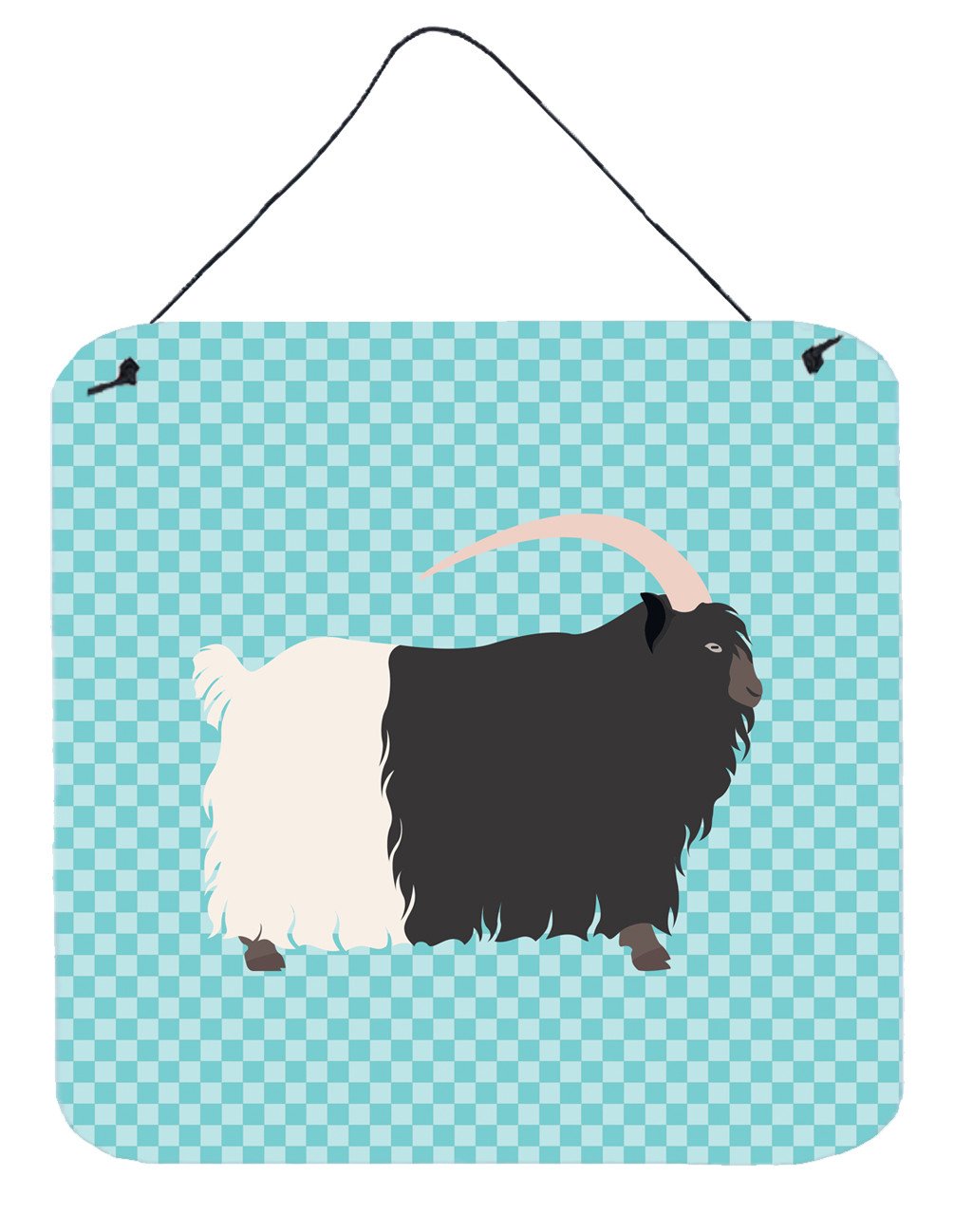 Welsh Black-Necked Goat Blue Check Wall or Door Hanging Prints BB8061DS66 by Caroline&#39;s Treasures