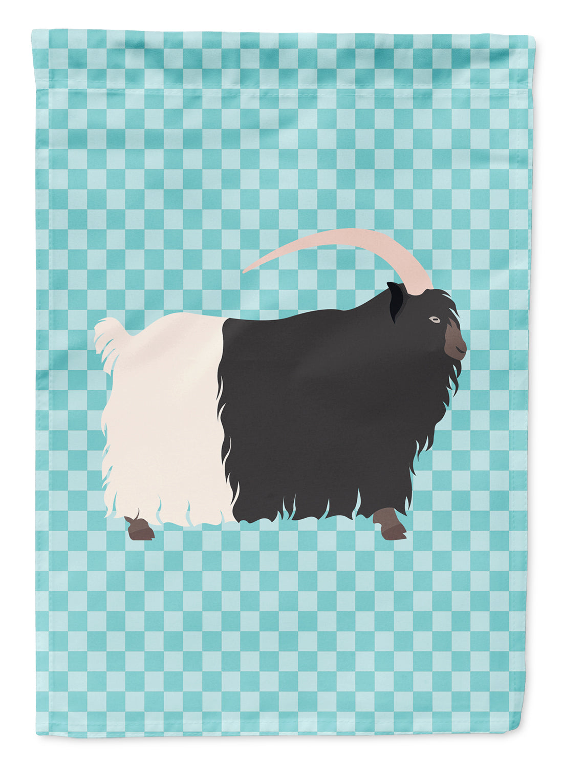 Welsh Black-Necked Goat Blue Check Flag Garden Size