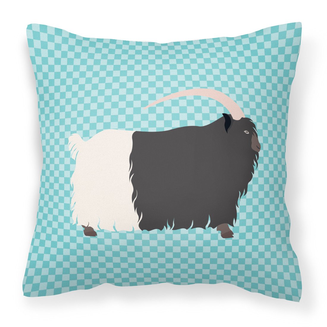 Welsh Black-Necked Goat Blue Check Fabric Decorative Pillow BB8061PW1818 by Caroline&#39;s Treasures