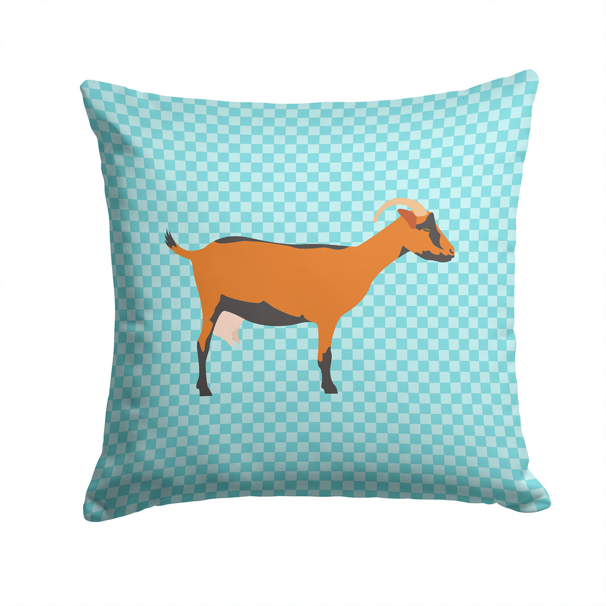 Oberhasli Goat Blue Check Fabric Decorative Pillow BB8062PW1414 - the-store.com