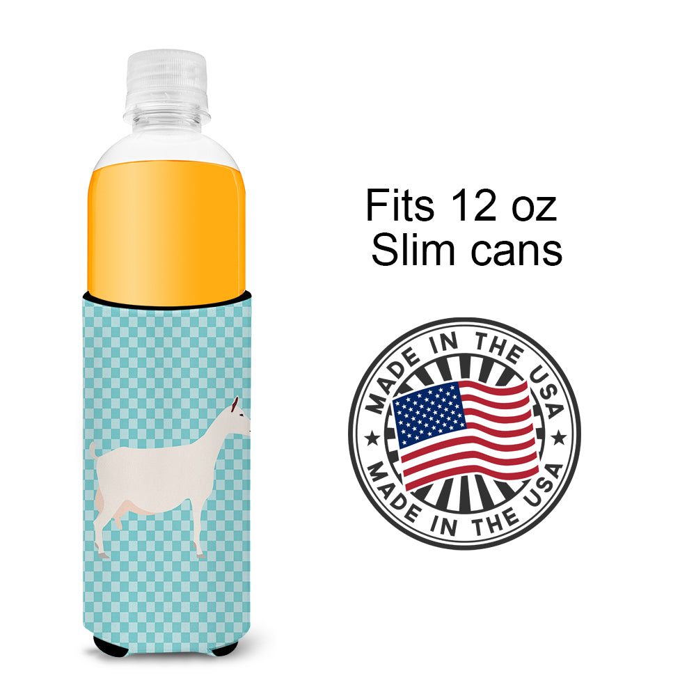 Saanen Goat Blue Check  Ultra Hugger for slim cans  the-store.com.