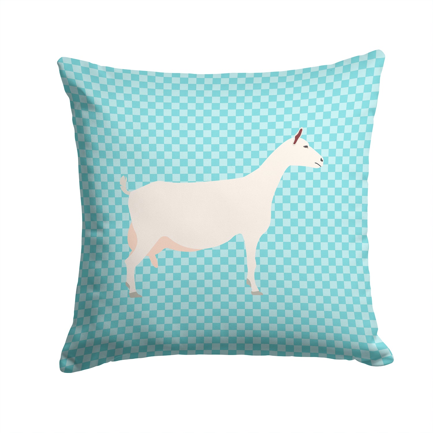 Saanen Goat Blue Check Fabric Decorative Pillow BB8063PW1414 - the-store.com