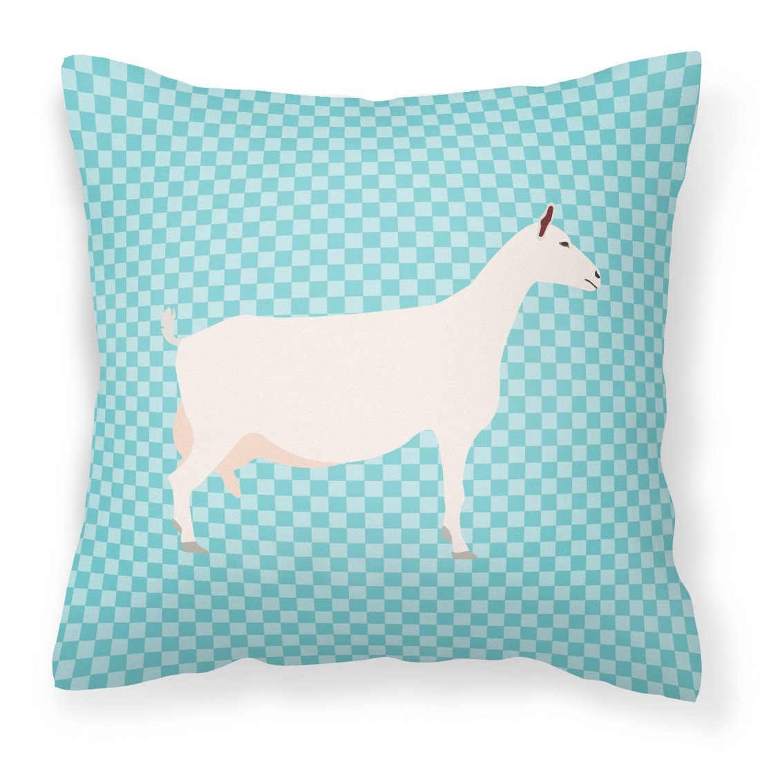 Saanen Goat Blue Check Fabric Decorative Pillow BB8063PW1818 by Caroline's Treasures