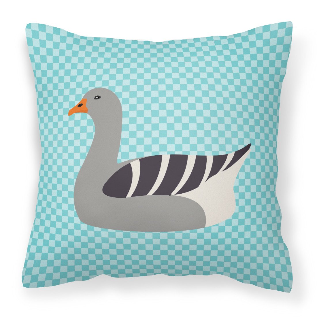 Pilgrim Goose Blue Check Fabric Decorative Pillow BB8067PW1818 by Caroline&#39;s Treasures