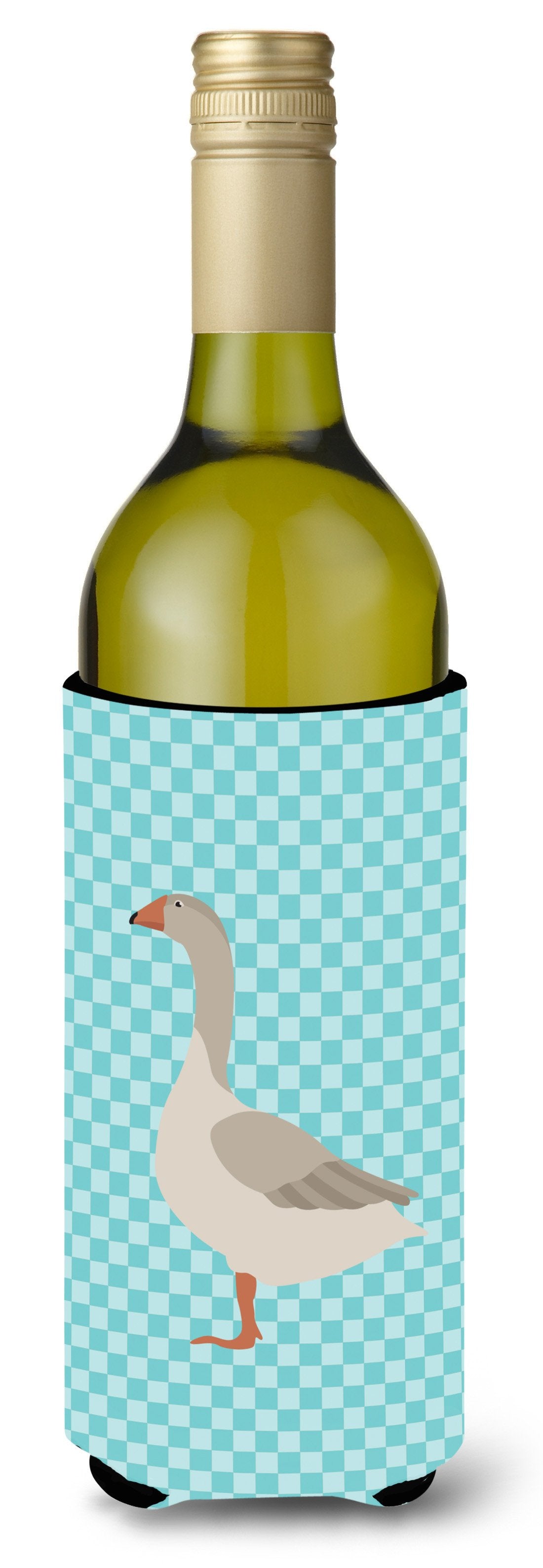 Steinbacher Goose Blue Check Wine Bottle Beverge Insulator Hugger BB8068LITERK by Caroline&#39;s Treasures