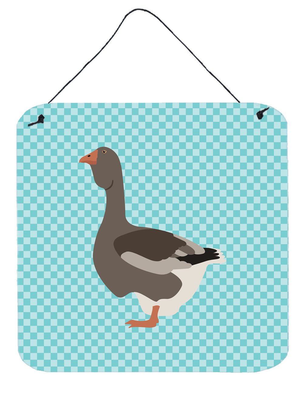 Toulouse Goose Blue Check Wall or Door Hanging Prints BB8071DS66 by Caroline&#39;s Treasures