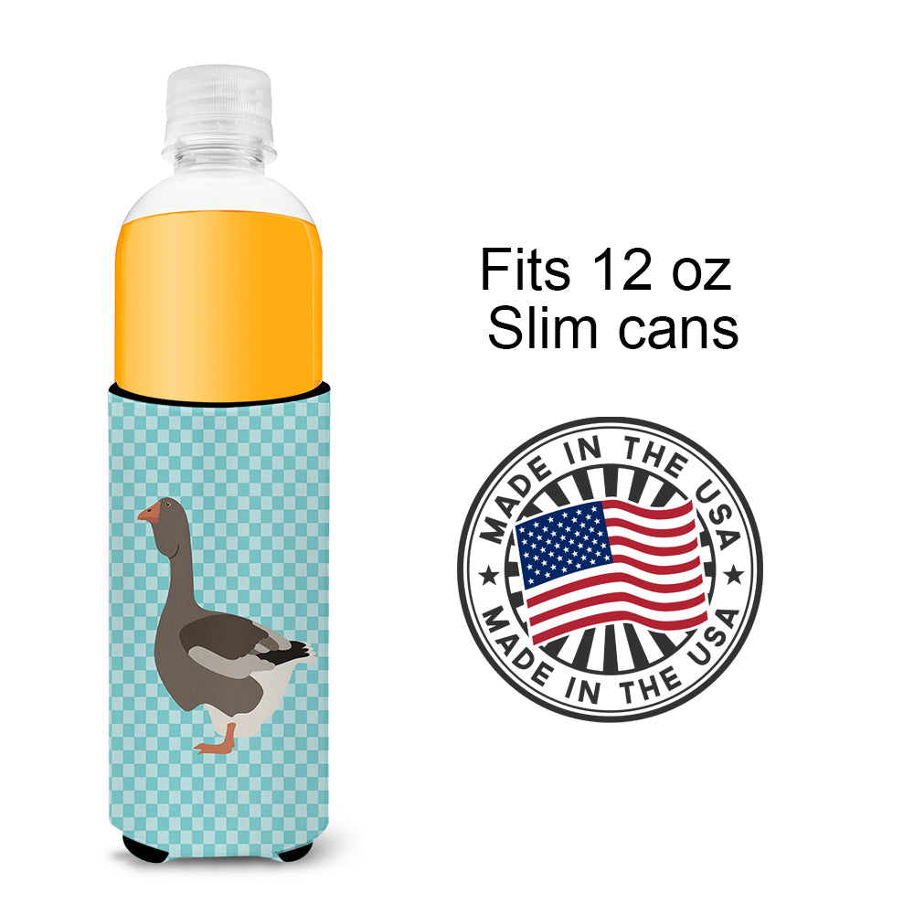 Toulouse Goose Blue Check  Ultra Hugger for slim cans