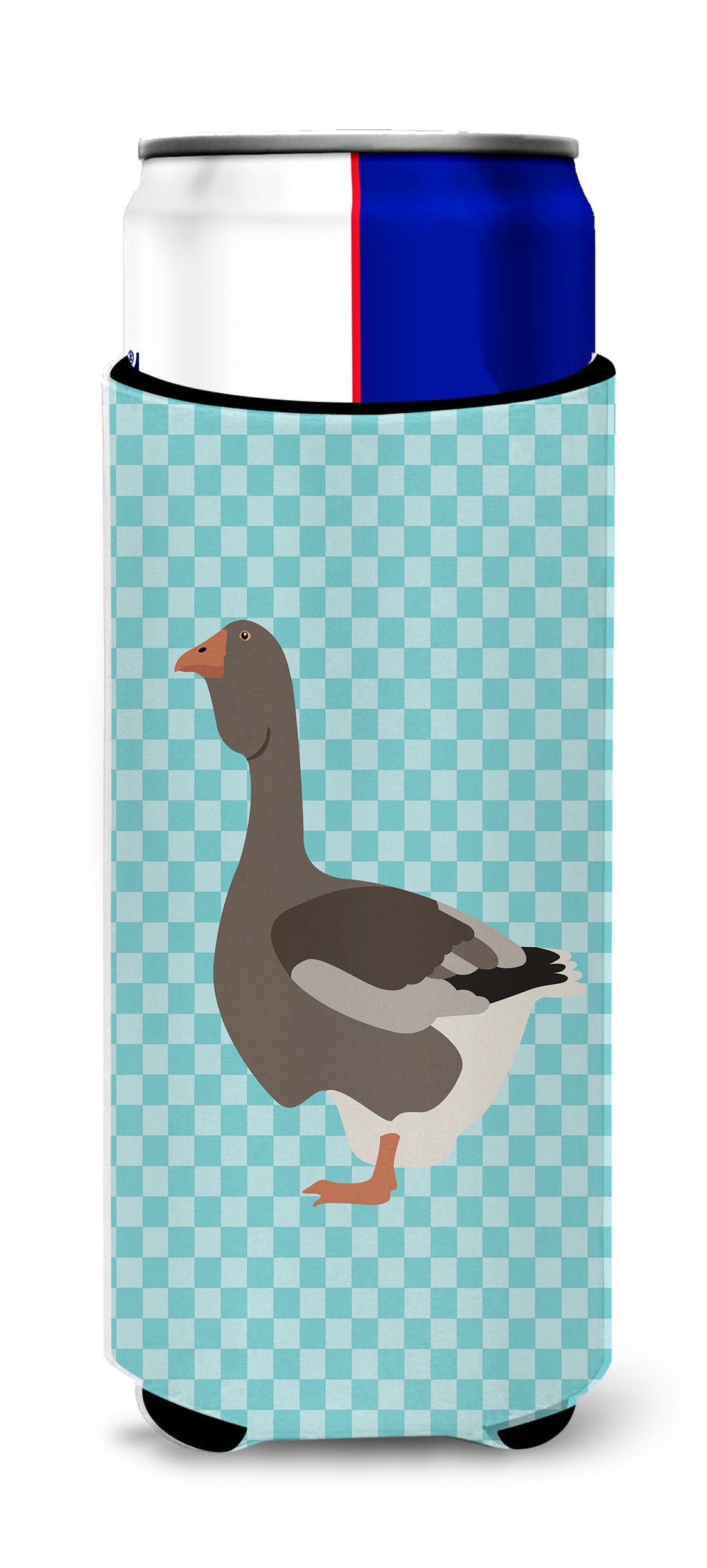 Toulouse Goose Blue Check  Ultra Hugger for slim cans  the-store.com.