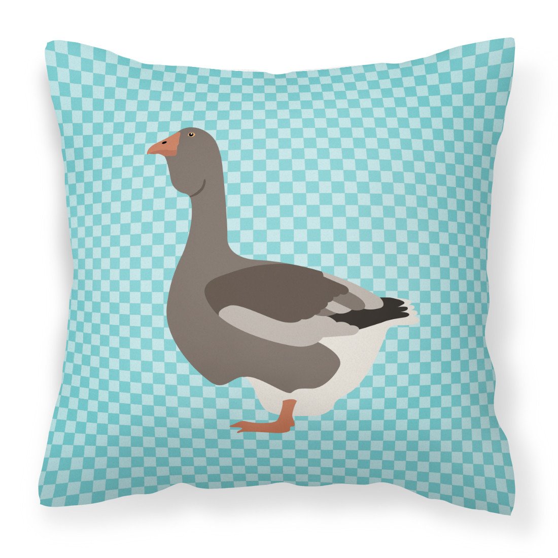Toulouse Goose Blue Check Fabric Decorative Pillow BB8071PW1818 by Caroline&#39;s Treasures