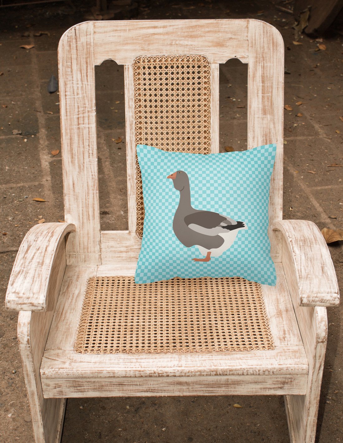 Toulouse Goose Blue Check Fabric Decorative Pillow BB8071PW1818 by Caroline's Treasures