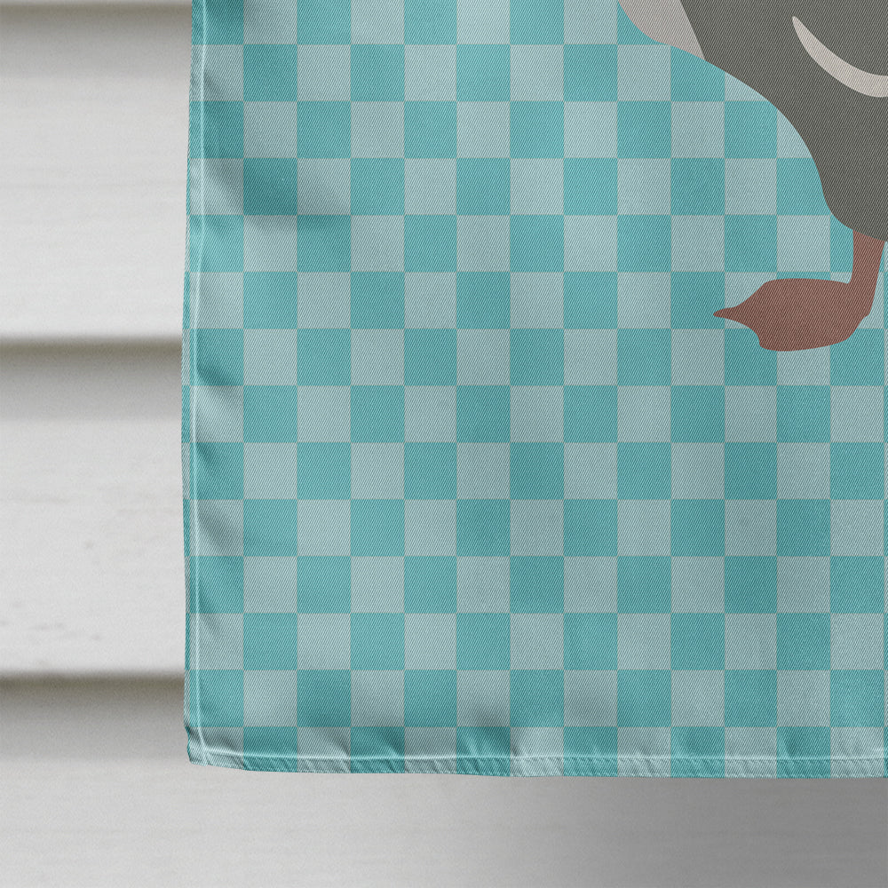 African Goose Blue Check Flag Canvas House Size BB8073CHF