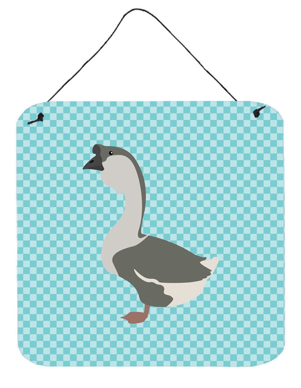 African Goose Blue Check Wall or Door Hanging Prints BB8073DS66 by Caroline&#39;s Treasures