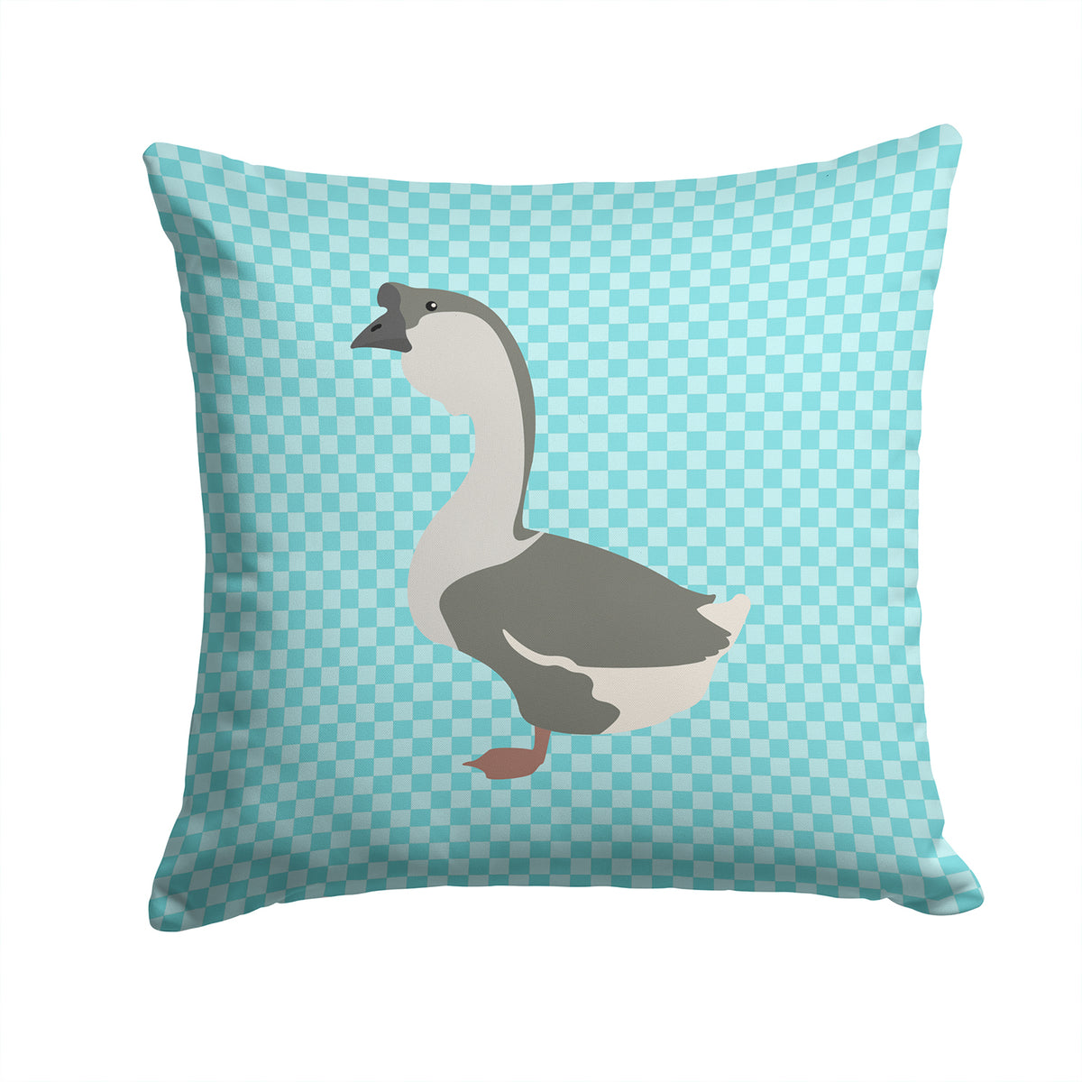 African Goose Blue Check Fabric Decorative Pillow BB8073PW1414 - the-store.com