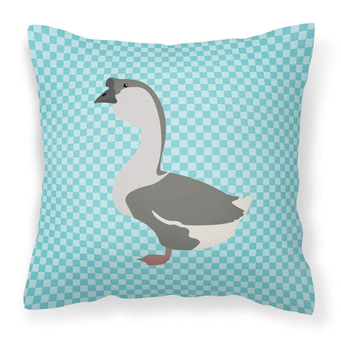 African Goose Blue Check Fabric Decorative Pillow BB8073PW1818 by Caroline's Treasures