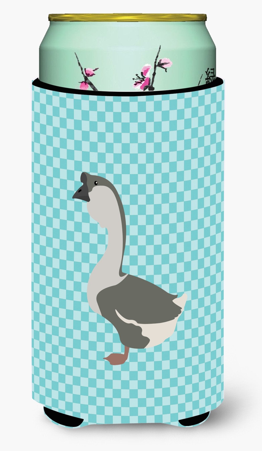 African Goose Blue Check Tall Boy Beverage Insulator Hugger BB8073TBC by Caroline&#39;s Treasures