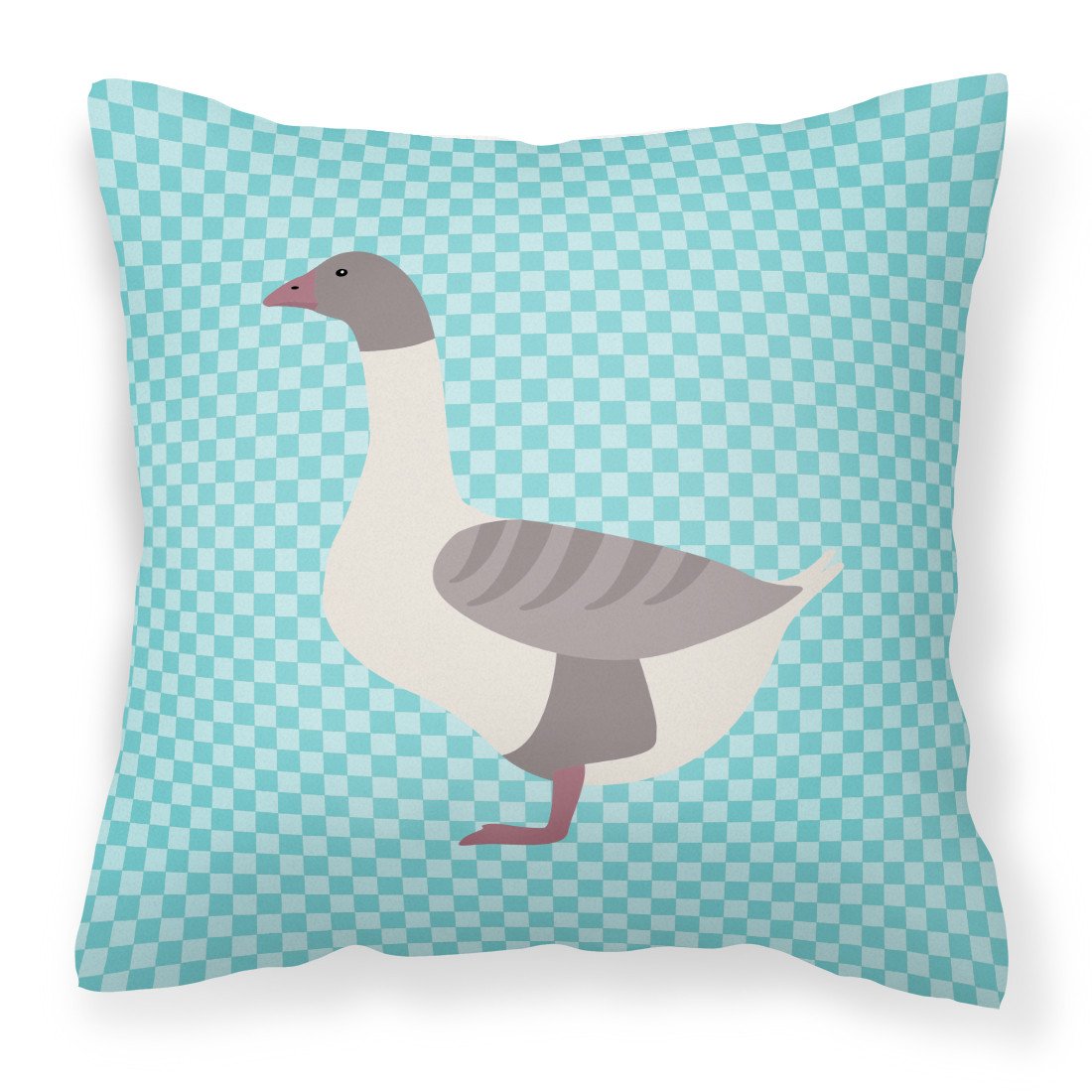 Buff Grey Back Goose Blue Check Fabric Decorative Pillow BB8075PW1818 by Caroline&#39;s Treasures