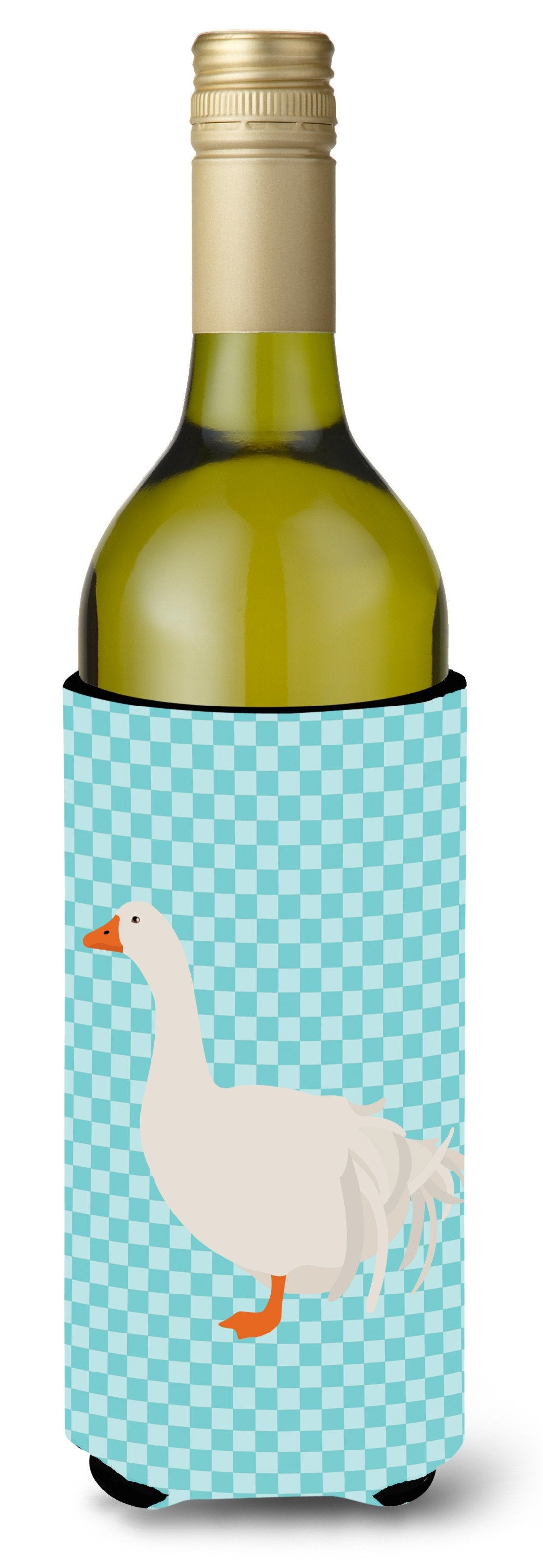 Sebastopol Goose Blue Check Wine Bottle Beverge Insulator Hugger BB8076LITERK by Caroline&#39;s Treasures