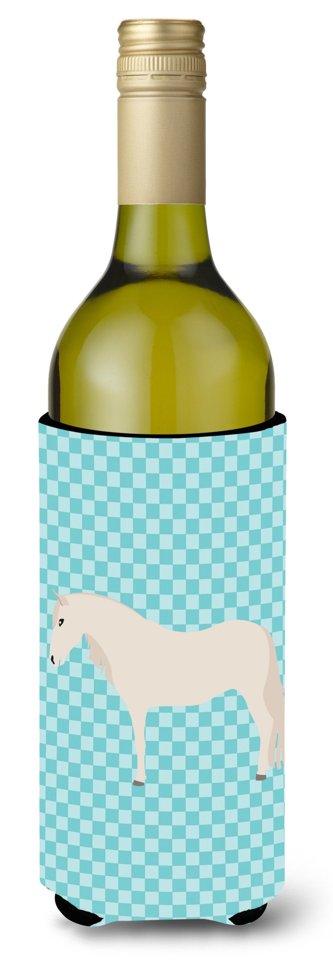 Paso Fino Horse Blue Check Wine Bottle Beverge Insulator Hugger BB8079LITERK by Caroline&#39;s Treasures
