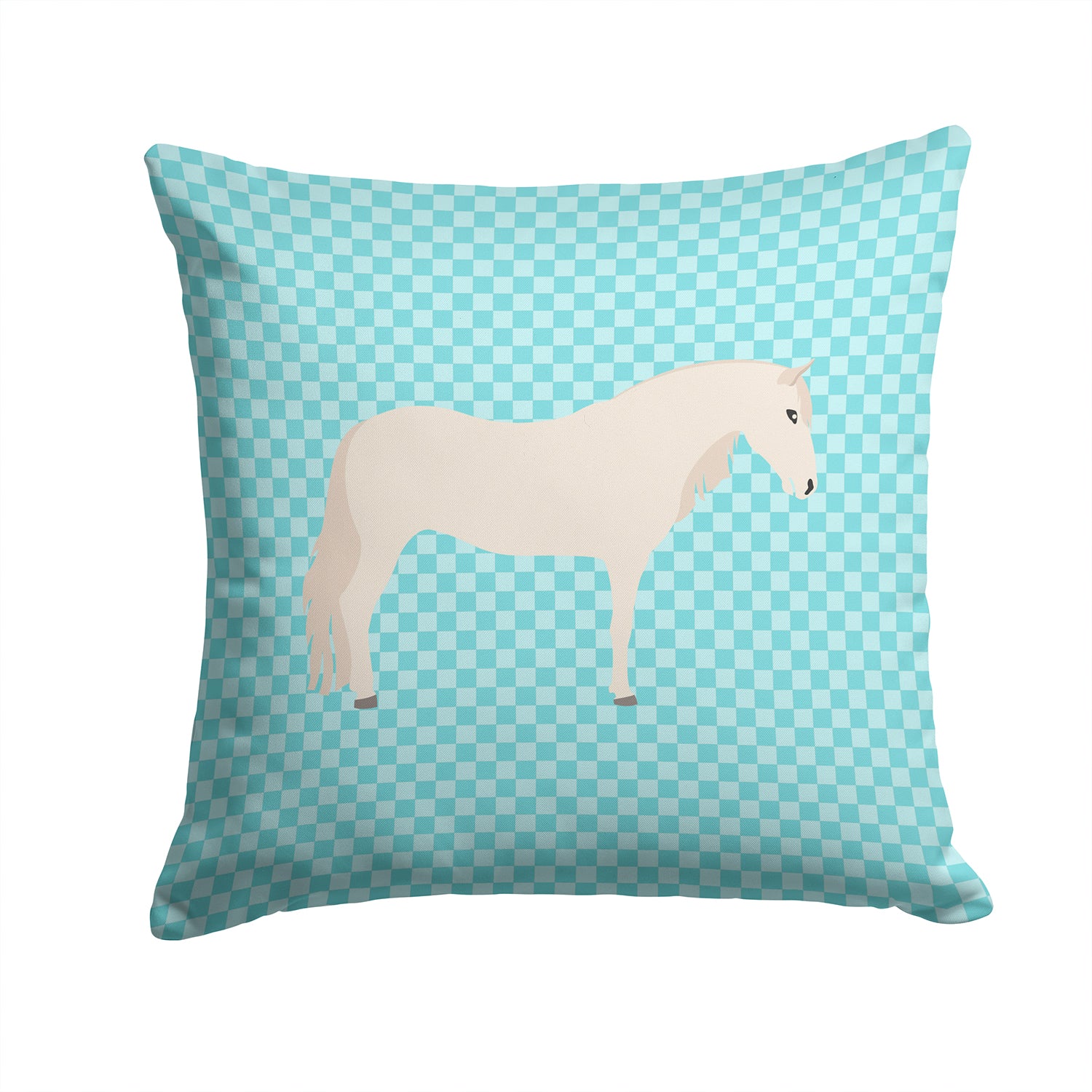 Paso Fino Horse Blue Check Fabric Decorative Pillow BB8079PW1414 - the-store.com