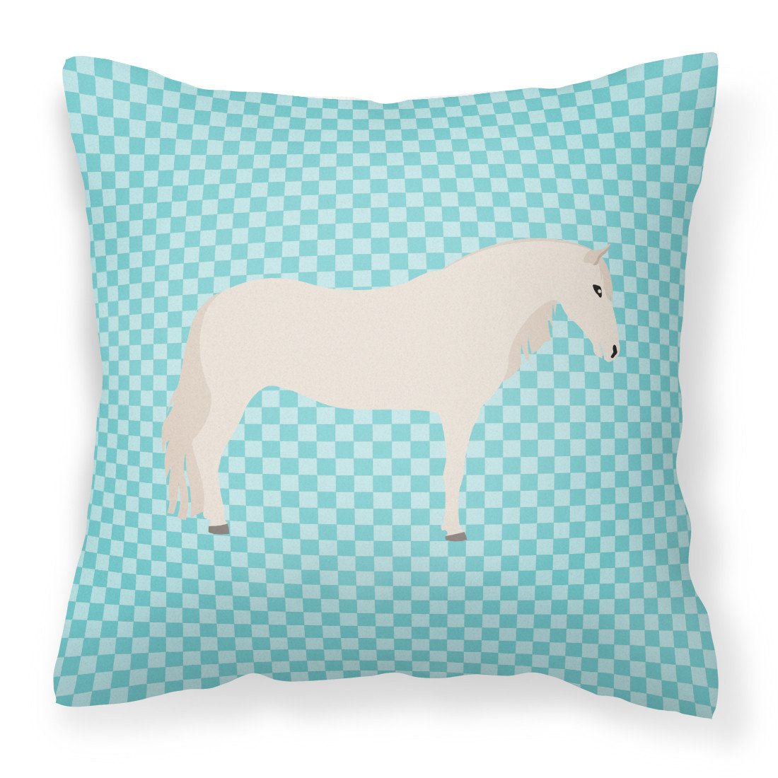 Paso Fino Horse Blue Check Fabric Decorative Pillow BB8079PW1818 by Caroline&#39;s Treasures