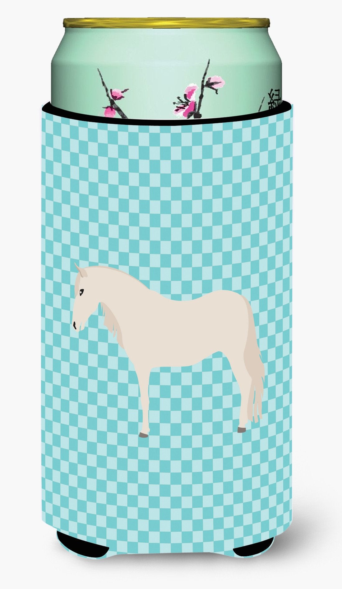 Paso Fino Horse Blue Check Tall Boy Beverage Insulator Hugger BB8079TBC by Caroline&#39;s Treasures