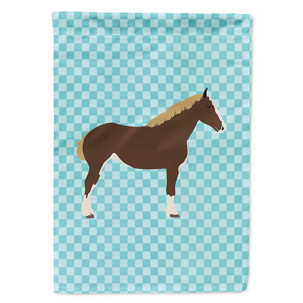 Percheron Horse Blue Check Flag Canvas House Size BB8080CHF