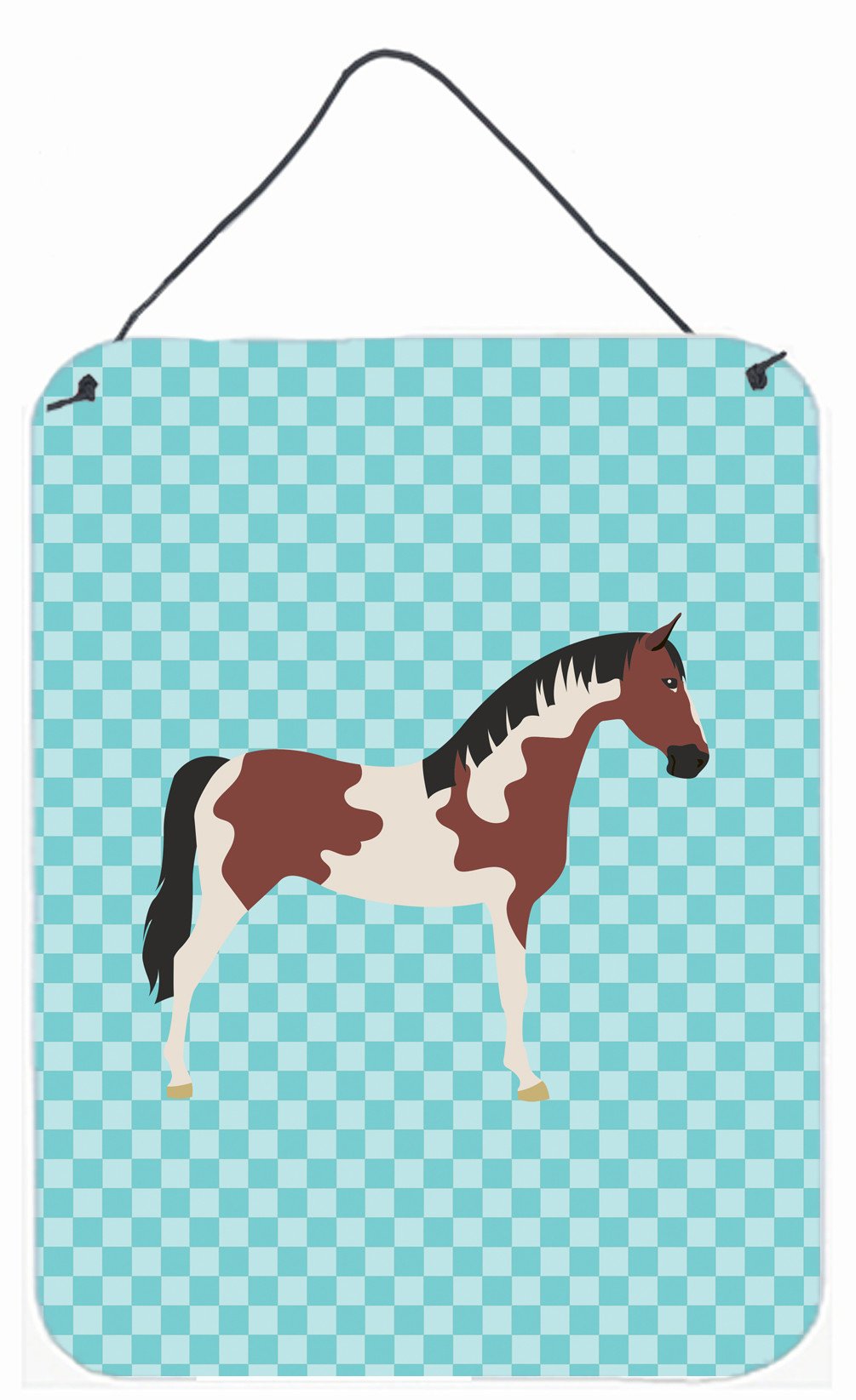 Pinto Horse Blue Check Wall or Door Hanging Prints BB8081DS1216 by Caroline's Treasures
