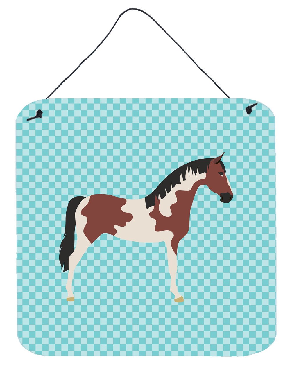 Pinto Horse Blue Check Wall or Door Hanging Prints BB8081DS66 by Caroline's Treasures