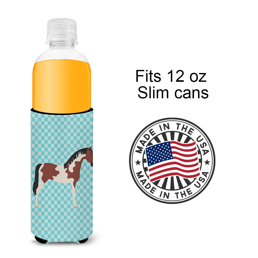 Pinto Horse Blue Check  Ultra Hugger for slim cans  the-store.com.
