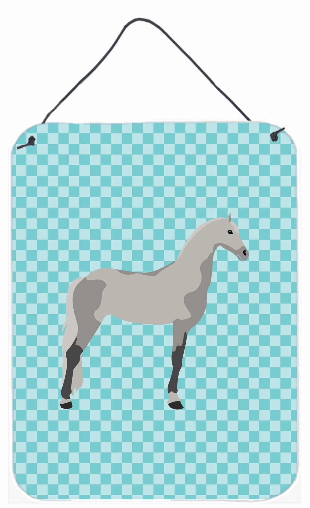 Orlov Trotter Horse Blue Check Wall or Door Hanging Prints BB8082DS1216 by Caroline&#39;s Treasures