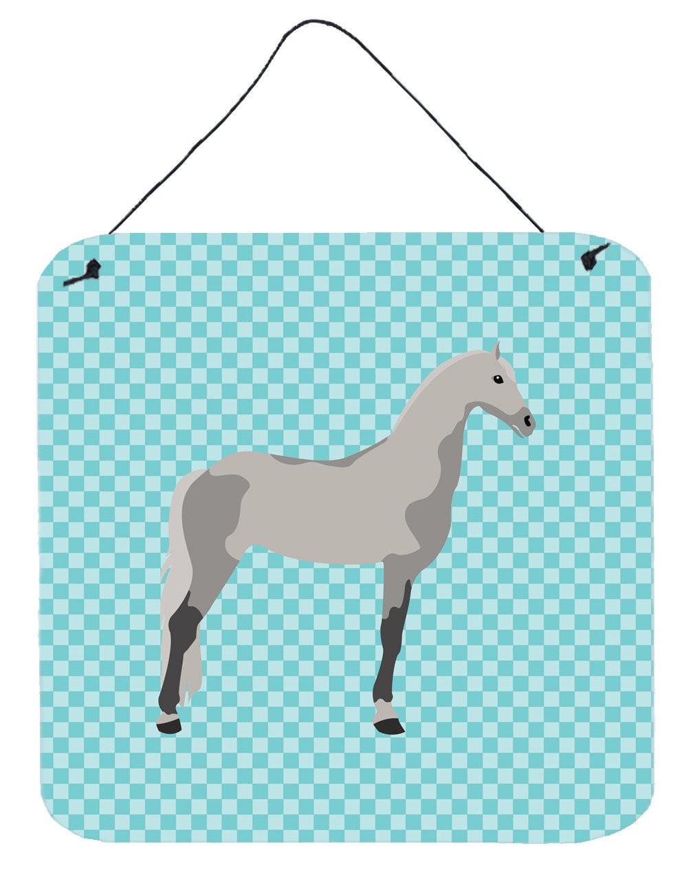 Orlov Trotter Horse Blue Check Wall or Door Hanging Prints BB8082DS66 by Caroline&#39;s Treasures