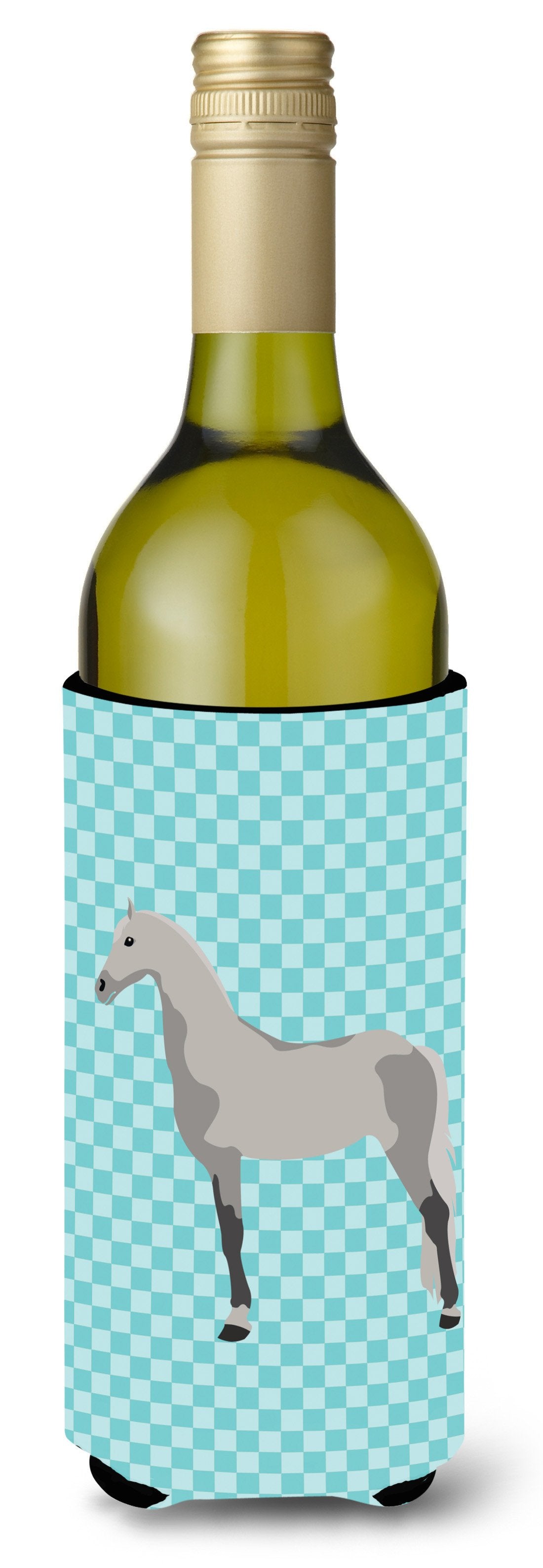 Orlov Trotter Horse Blue Check Wine Bottle Beverge Insulator Hugger BB8082LITERK by Caroline&#39;s Treasures
