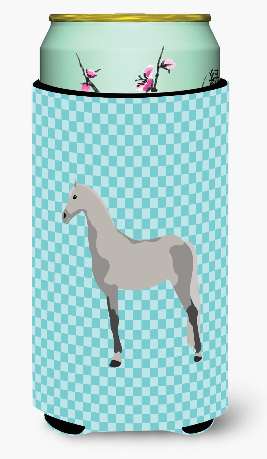 Orlov Trotter Horse Blue Check Tall Boy Beverage Insulator Hugger BB8082TBC by Caroline&#39;s Treasures
