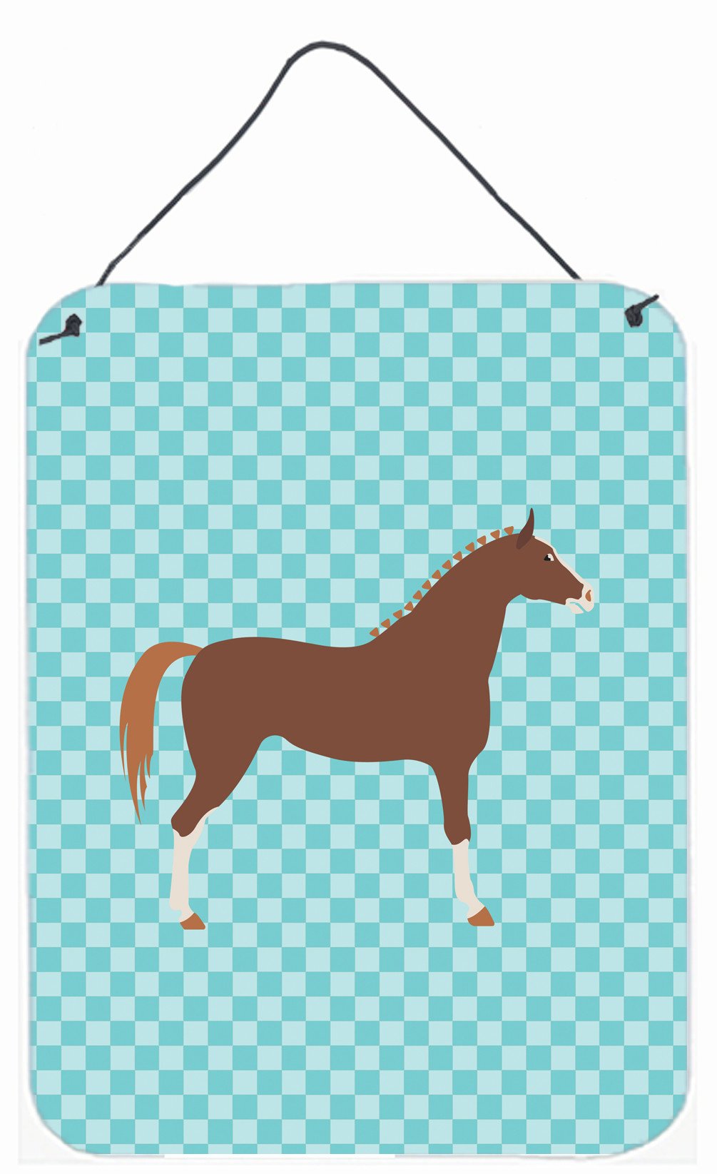 Hannoverian Horse Blue Check Wall or Door Hanging Prints BB8083DS1216 by Caroline&#39;s Treasures