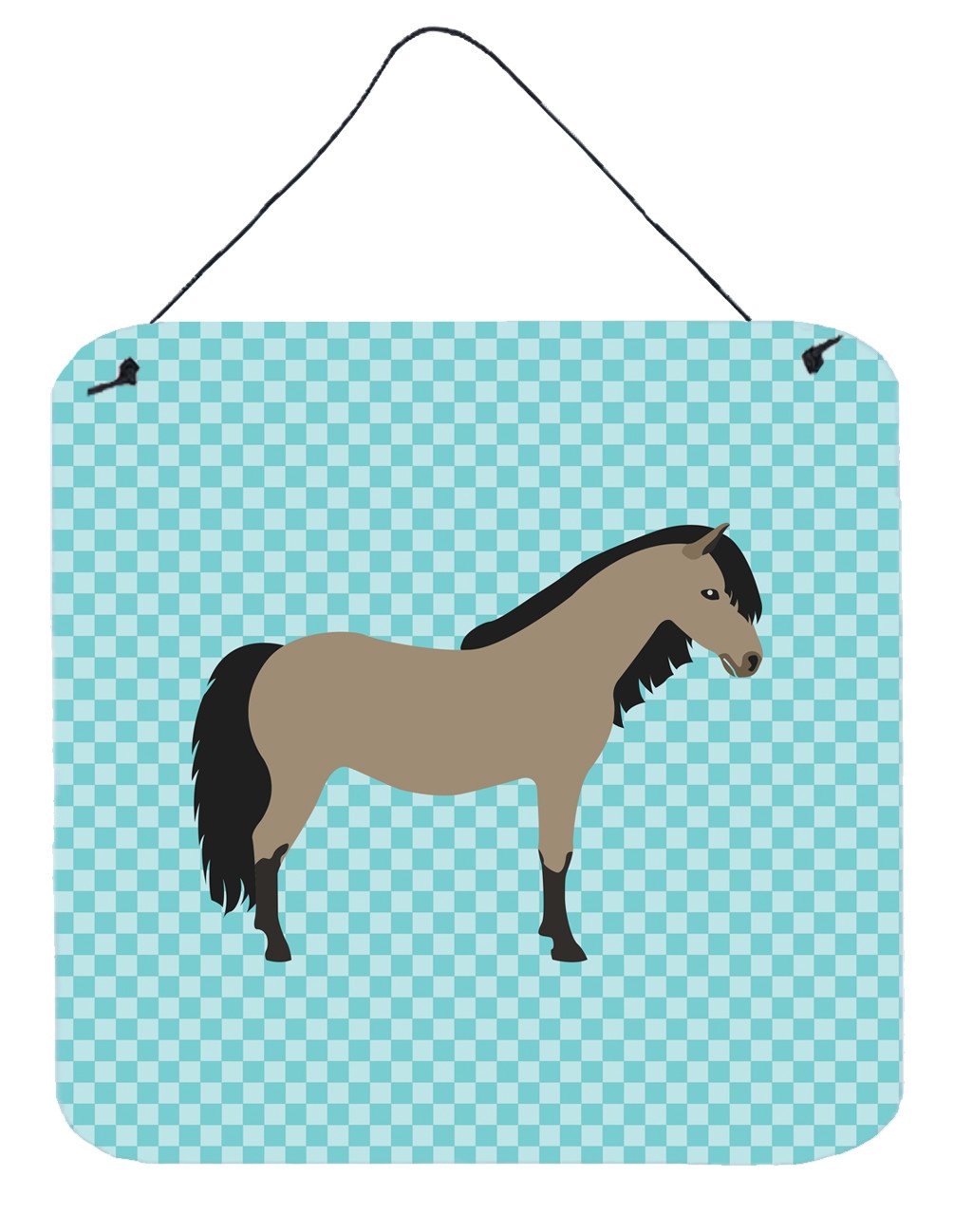 Welsh Pony Horse Blue Check Wall or Door Hanging Prints BB8084DS66 by Caroline's Treasures