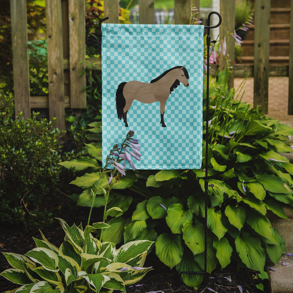 Welsh Pony Horse Blue Check Flag Garden Size  the-store.com.