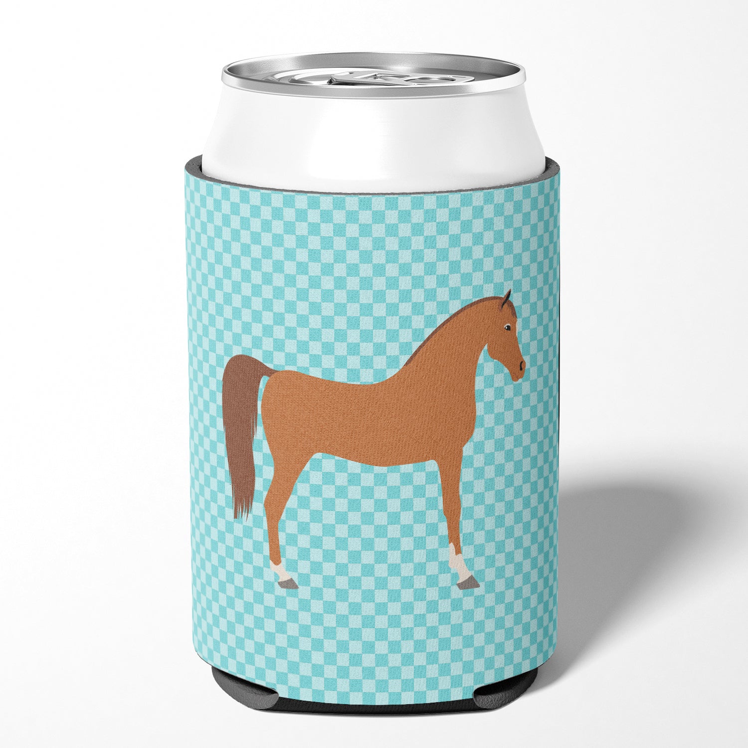 Arabian Horse Blue Check Can or Bottle Hugger BB8085CC