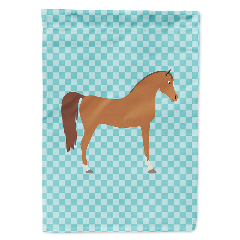 Arabian Horse Blue Check Flag Canvas House Size BB8085CHF
