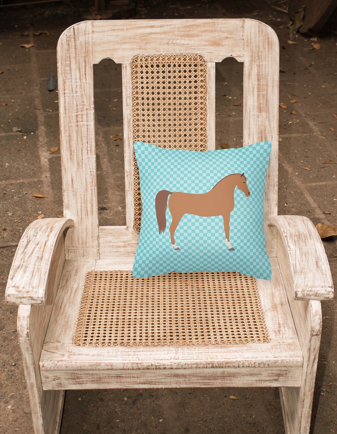 Arabian Horse Blue Check Fabric Decorative Pillow BB8085PW1818 by Caroline's Treasures