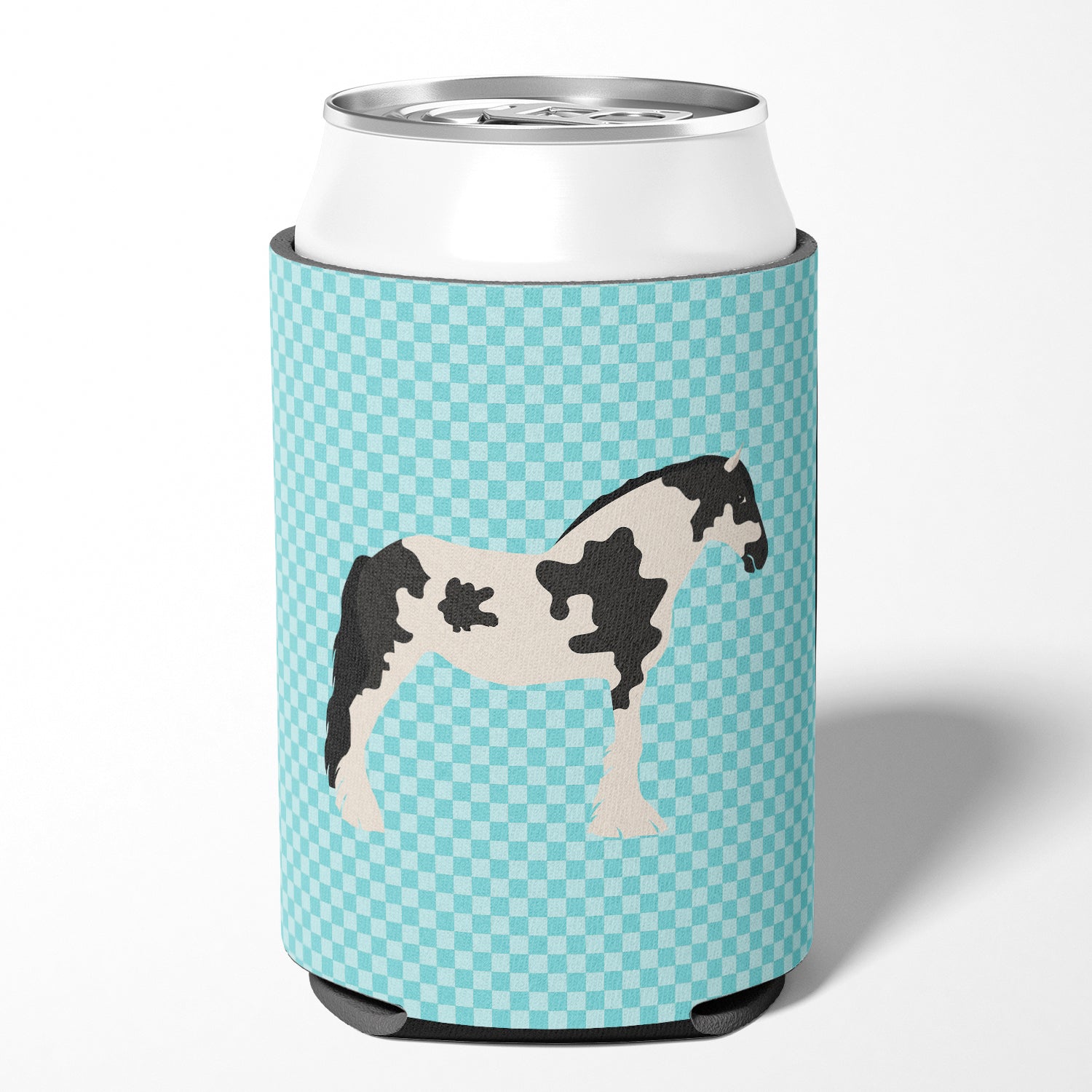 Cyldesdale Horse Blue Check Can or Bottle Hugger BB8086CC