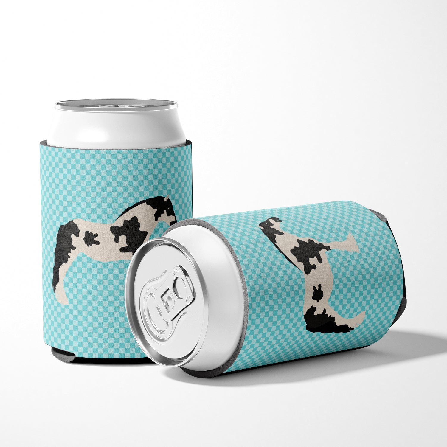 Cyldesdale Horse Blue Check Can or Bottle Hugger BB8086CC
