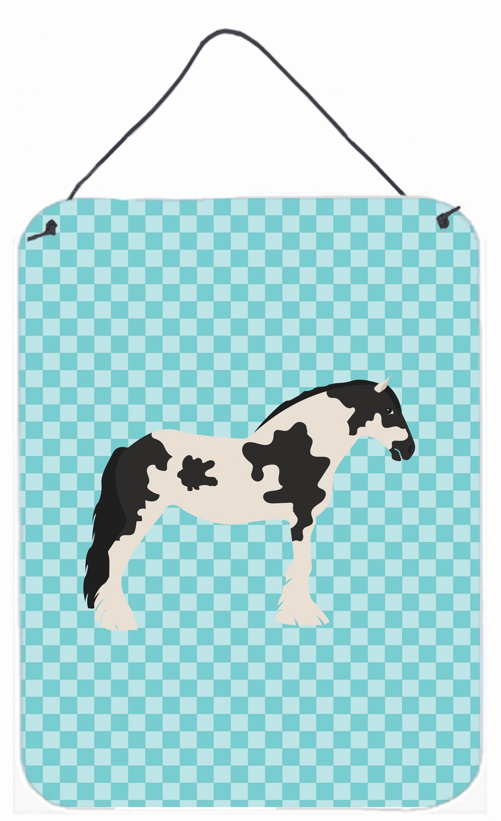 Cyldesdale Horse Blue Check Wall or Door Hanging Prints BB8086DS1216 by Caroline's Treasures